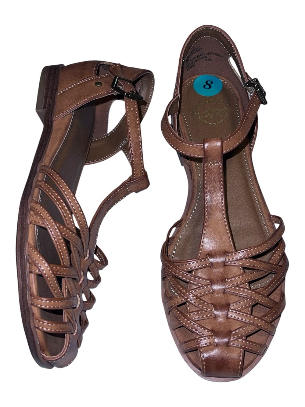 White Mountain Women's Kiky Fisherman Flat Sandals in brown Size 8